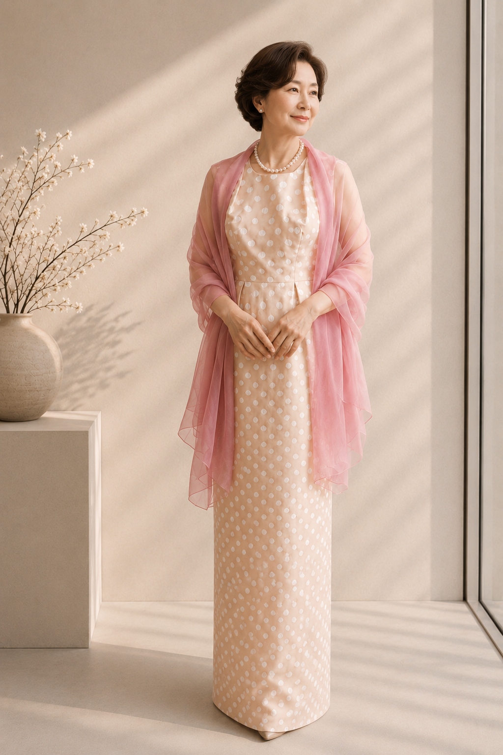 Silk Dot H-Line Dress