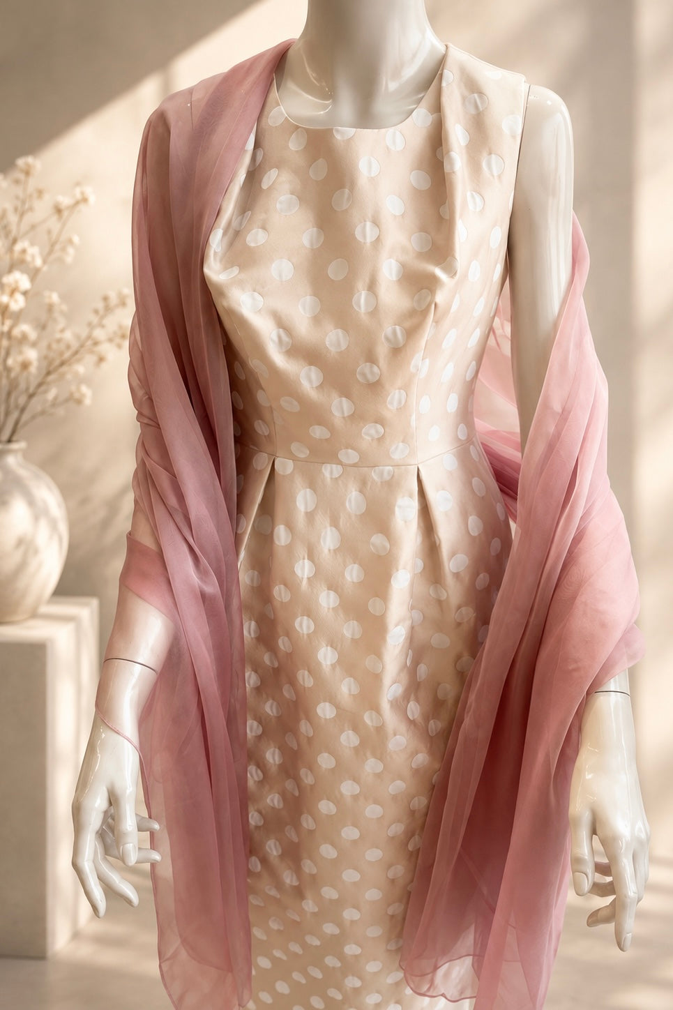 Silk Dot H-Line Dress